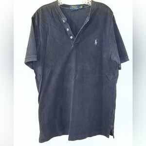 Polo Ralph Lauren Featherweight Mesh Gray Black Henley Men's M